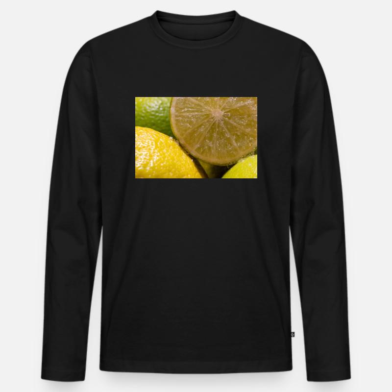 Limette - Männer Premium Bio Langarmshirt - Schwarz