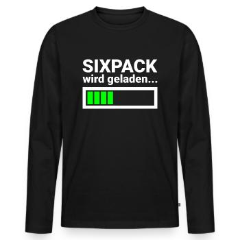 Sixpack wird geladen Lustiges Fitness Shirt - Männer Premium Bio Langarmshirt - Schwarz - Vorne - Nico (187cm)