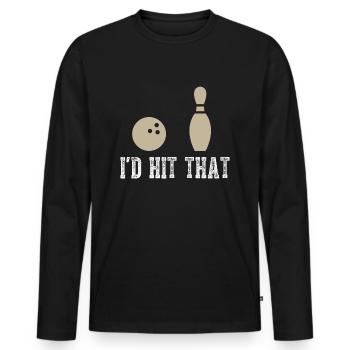 Drôle de cadeau de bowling que j’aurais frappé cette citation - T-shirt manches longues Premium bio Homme - noir - Devant - Nico (187cm)