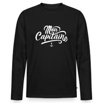 Mon Capitaine - T-shirt manches longues Premium bio Homme - noir - Devant - Nico (187cm)