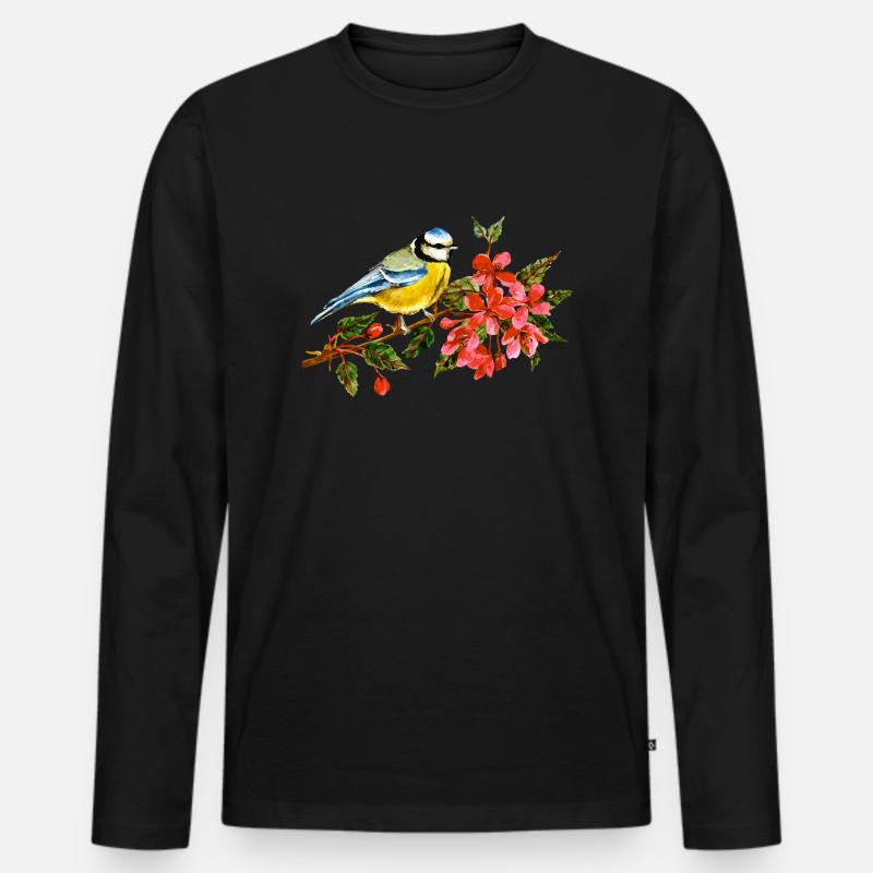Bunter Vogel - Männer Premium Bio Langarmshirt - Schwarz