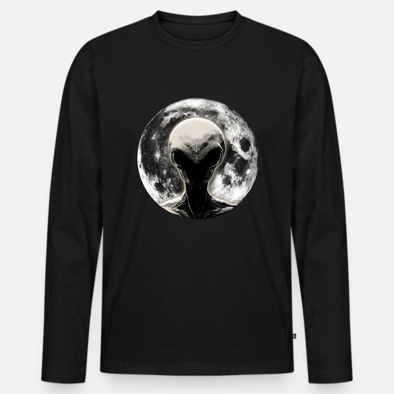 Alien Moonlight - Männer Premium Bio Langarmshirt - Schwarz
