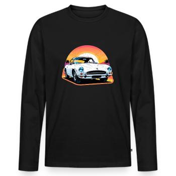 Vintage Car Sunset - Men's Premium Organic Long Sleeve Shirt - black - Front - Nico (187cm)