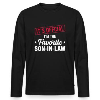Gendre préféré, belle-mère ou beau-père - T-shirt manches longues Premium bio Homme - noir - Devant - Nico (187cm)