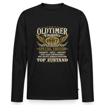 Oldtimer Baujahr 1997 Jahrgang Geburtstag Geschenk - Männer Premium Bio Langarmshirt - Schwarz - Vorne - Nico (187cm)
