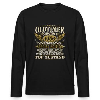 Oldtimer Baujahr 1956 Jahrgang Geburtstag Geschenk - Männer Premium Bio Langarmshirt - Schwarz - Vorne - Nico (187cm)