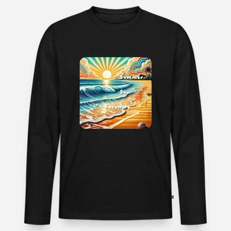 sunset beach - Männer Premium Bio Langarmshirt - Schwarz