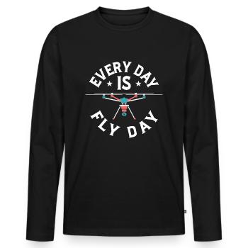 Every Day Is Fly Day RC Flight Drone Pilot - Männer Premium Bio Langarmshirt - Schwarz - Vorne - Nico (187cm)