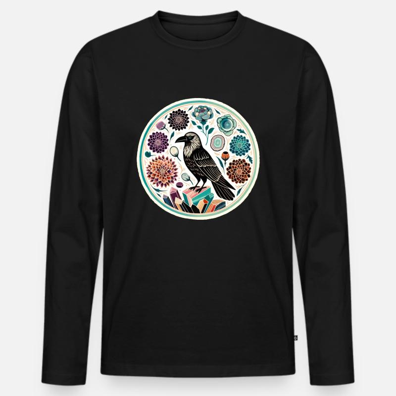 Rabe - Männer Premium Bio Langarmshirt - Schwarz