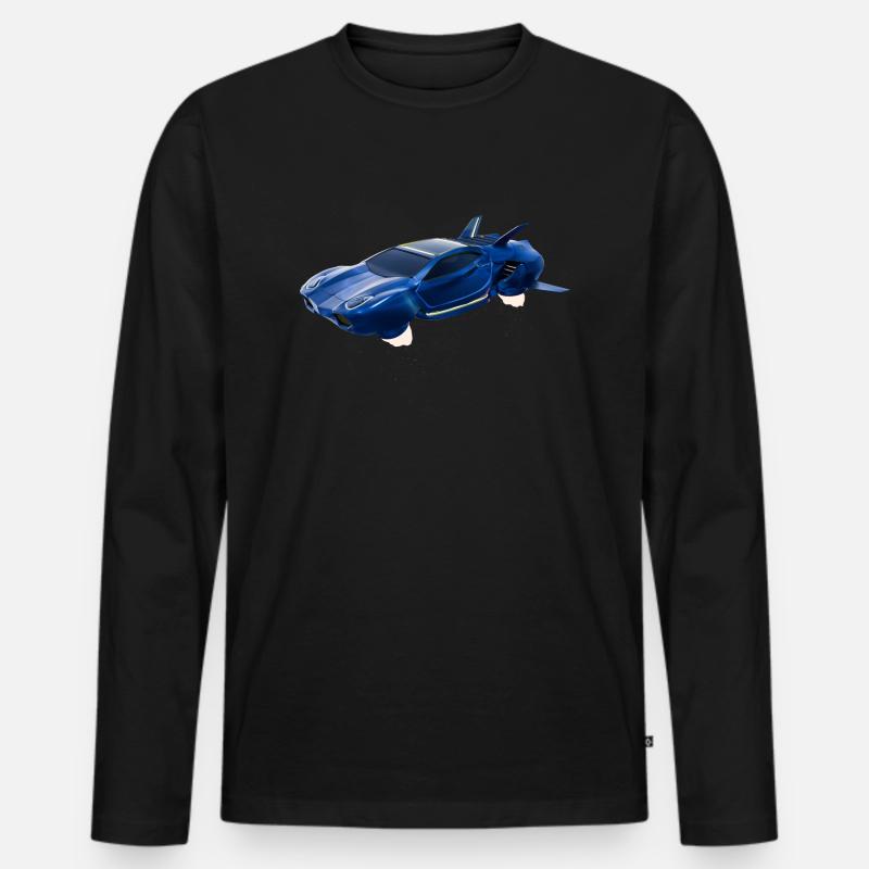 Sci-Fi Fliegendes Auto - Männer Premium Bio Langarmshirt - Schwarz