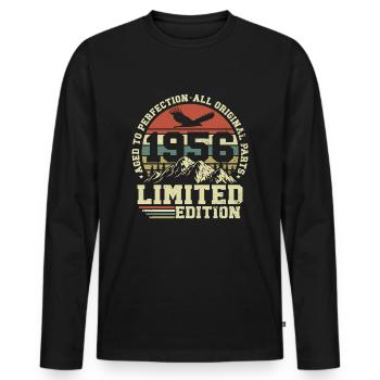 Vintage 1956 Né Vintage Rétro Anniversaire - T-shirt manches longues Premium bio Homme - noir - Devant - Nico (187cm)