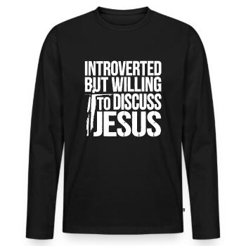 Faith for introverts - Men's Premium Organic Long Sleeve Shirt - black - Front - Nico (187cm)