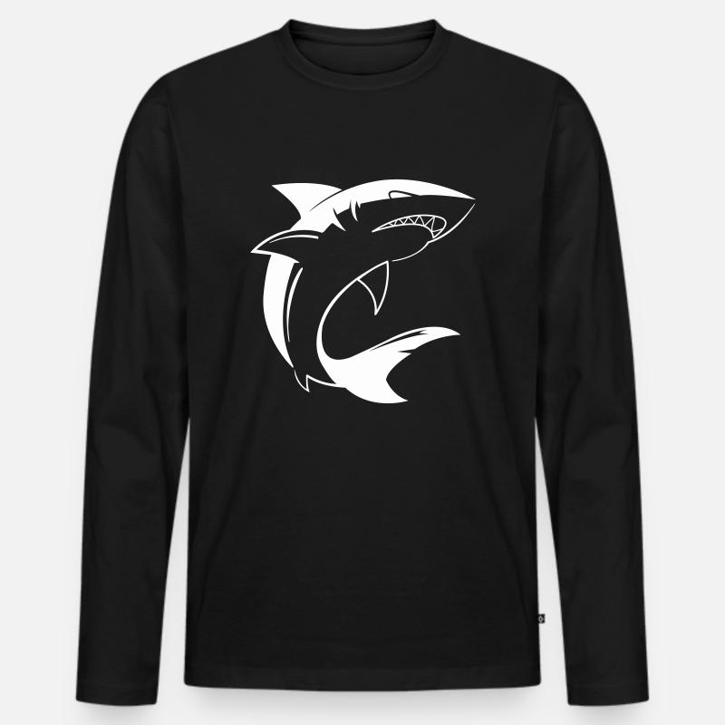 Hai Shark - Männer Premium Bio Langarmshirt - Schwarz