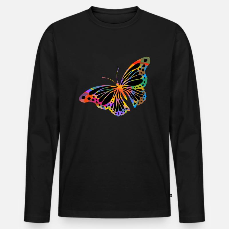 Schmetterling - Männer Premium Bio Langarmshirt - Schwarz