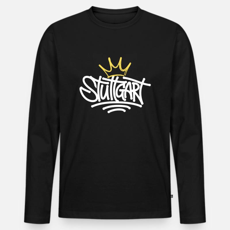 Stuttgart Graffiti - Männer Premium Bio Langarmshirt - Schwarz