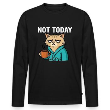 Cat "not today" - Men's Premium Organic Long Sleeve Shirt - black - Front - Nico (187cm)