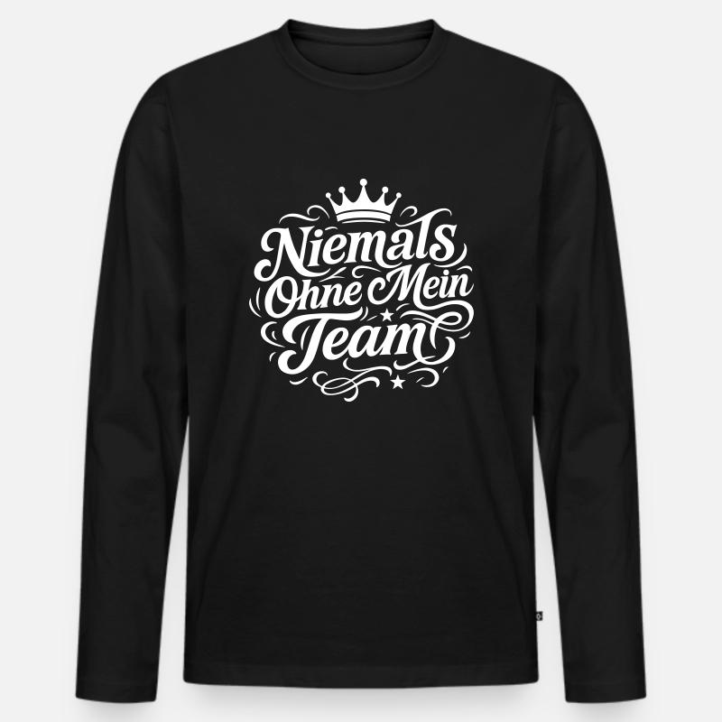 Mein Team Spruch - Männer Premium Bio Langarmshirt - Schwarz