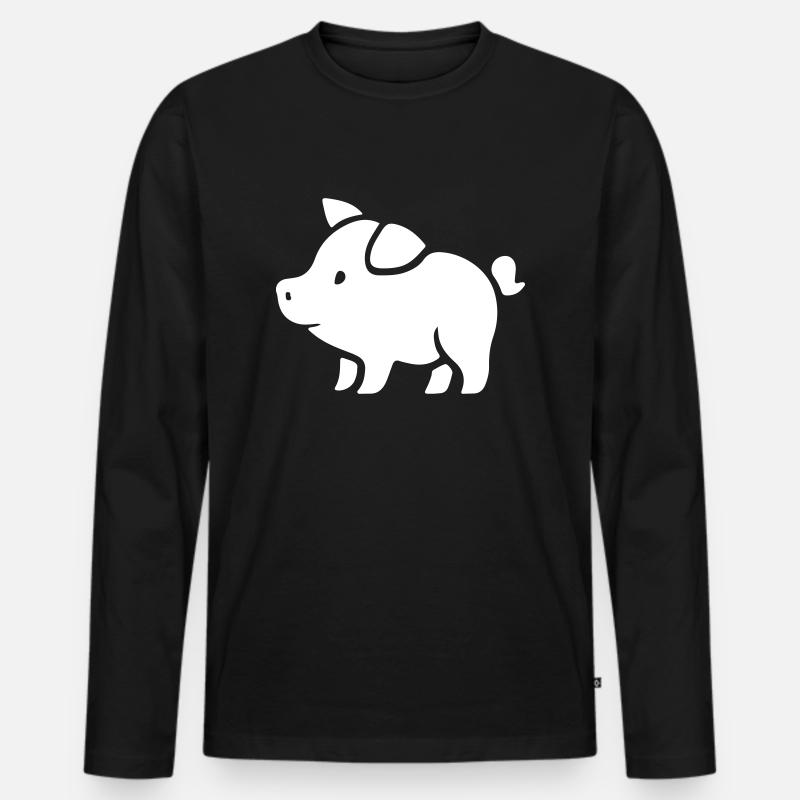 Schweinchen Sau Eber - Männer Premium Bio Langarmshirt - Schwarz