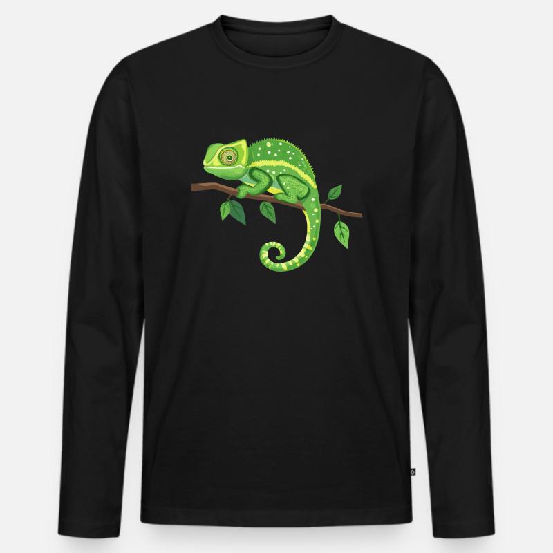 Kameleon - Männer Premium Bio Langarmshirt - Schwarz