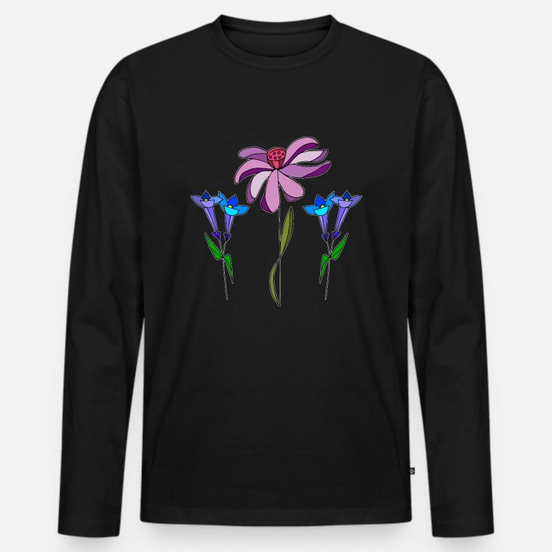 Blumen - Männer Premium Bio Langarmshirt - Schwarz
