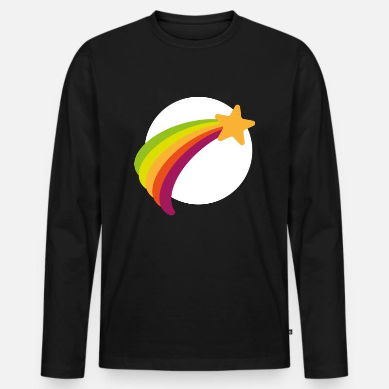 Glücksbärchi Regenbogen - Männer Premium Bio Langarmshirt - Schwarz