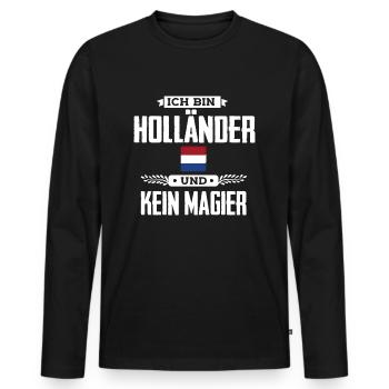 Ich bin Holländer - Männer Premium Bio Langarmshirt - Schwarz - Vorne - Nico (187cm)