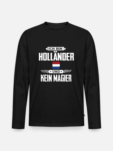 Ich bin Holländer - Männer Premium Bio Langarmshirt - Schwarz