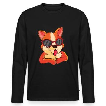 Cool chien corgi avec des lunettes de soleil - T-shirt manches longues Premium bio Homme - noir - Devant - Nico (187cm)