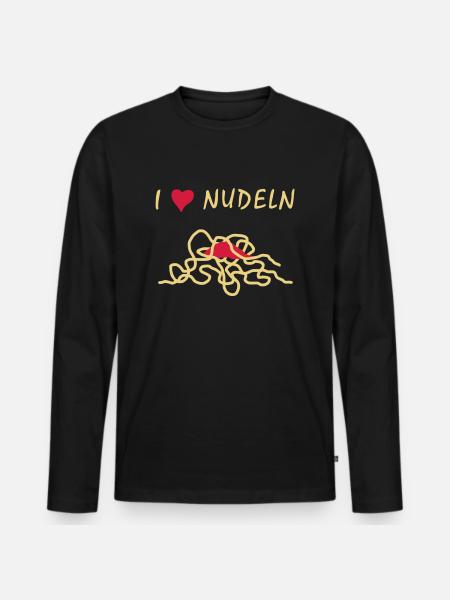 I Love Nudeln - V2 - Männer Premium Bio Langarmshirt - Schwarz