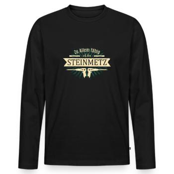 tailleur de pierre - T-shirt manches longues Premium bio Homme - noir - Devant - Nico (187cm)