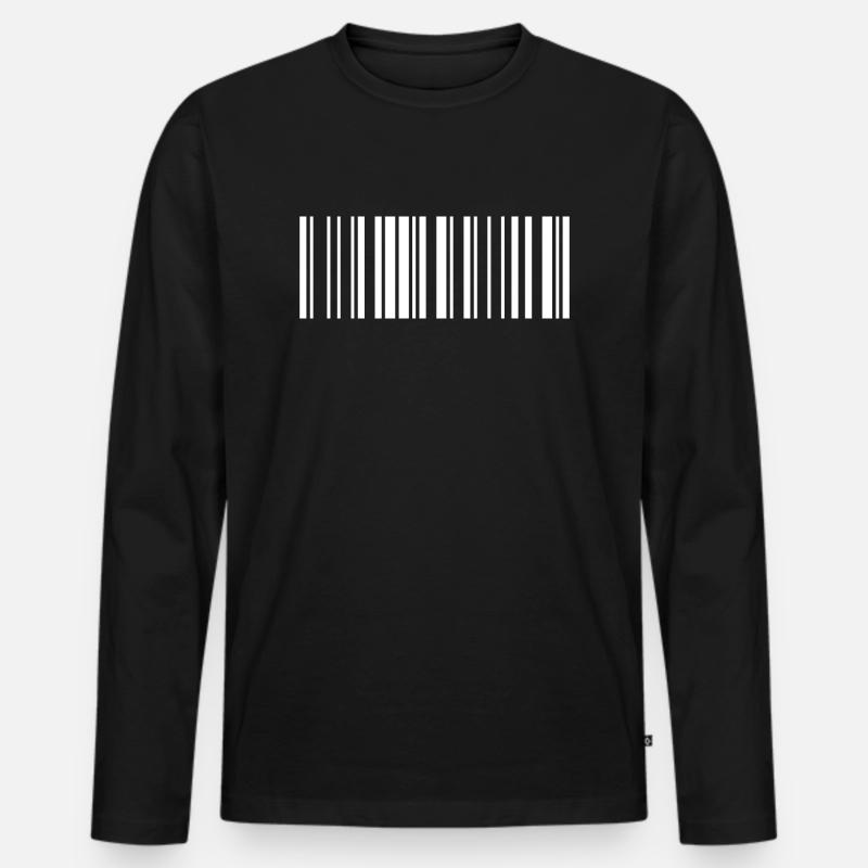 Barcode White - Männer Premium Bio Langarmshirt - Schwarz