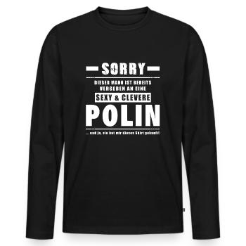 Polin - Mann Vergeben - Polen, Pole - Männer Premium Bio Langarmshirt - Schwarz - Vorne - Nico (187cm)