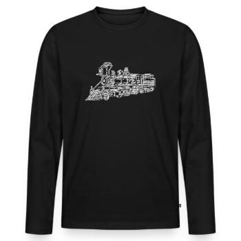 Locomotive - Train ferroviaire Locomotive - Linen Croquis - T-shirt manches longues Premium bio Homme - noir - Devant - Nico (187cm)