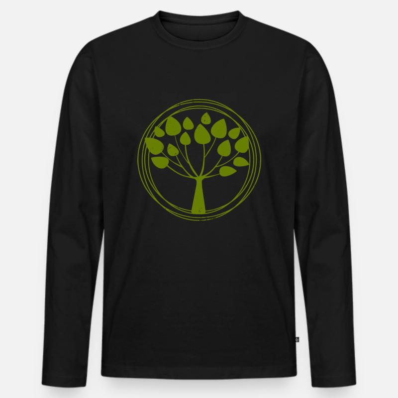 Baum des Lebens - Männer Premium Bio Langarmshirt - Schwarz