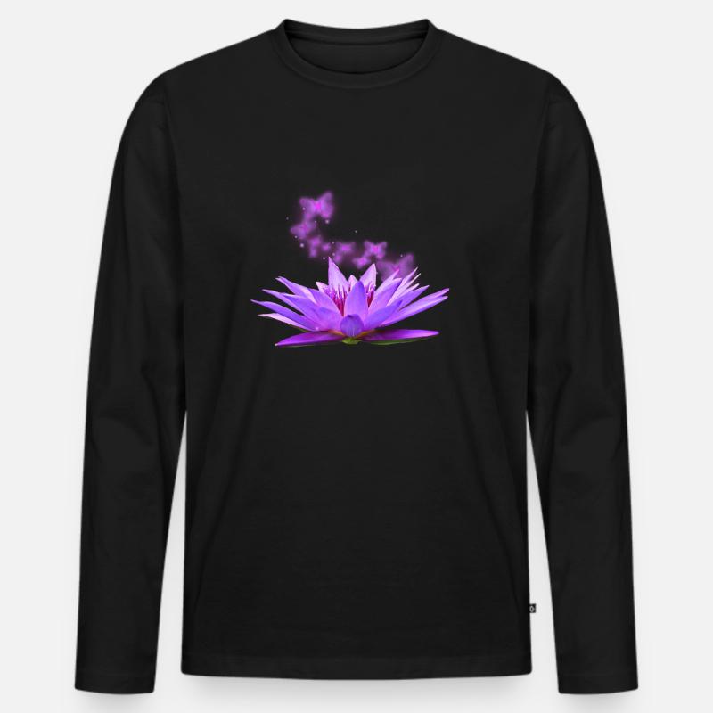 Lotusblüte - Männer Premium Bio Langarmshirt - Schwarz