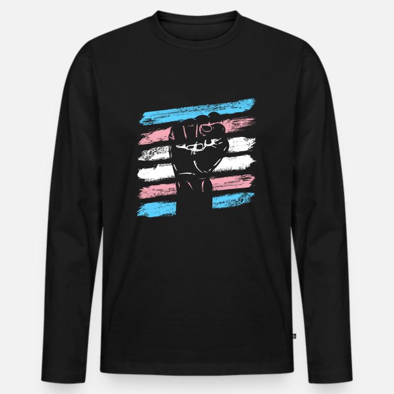 LGBT Transgender Flagge Faust - Männer Premium Bio Langarmshirt - Schwarz