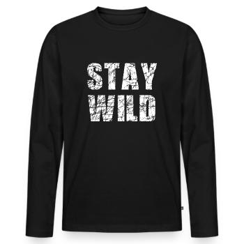 Stay Wild - Men's Premium Organic Long Sleeve Shirt - black - Front - Nico (187cm)