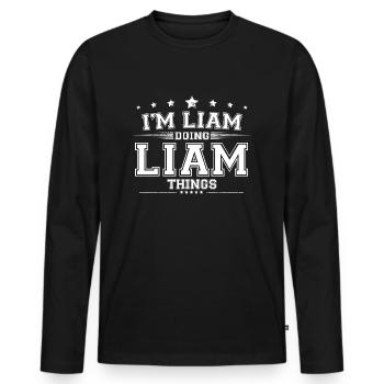 Liam - T-shirt manches longues Premium bio Homme - noir - Devant - Nico (187cm)