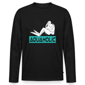 Plongeur aquaholic scuba diving - T-shirt manches longues Premium bio Homme - noir - Devant - Nico (187cm)