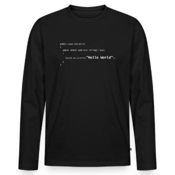 JAVA Hello Monde - T-shirt manches longues Premium bio Homme - noir - Devant - Nico (187cm)