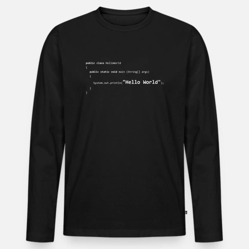 JAVA Hello World - Männer Premium Bio Langarmshirt - Schwarz