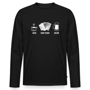 Steirische Harmonika Tagesablauf, Lustiges - Männer Premium Bio Langarmshirt - Schwarz - Vorne - Nico (187cm)