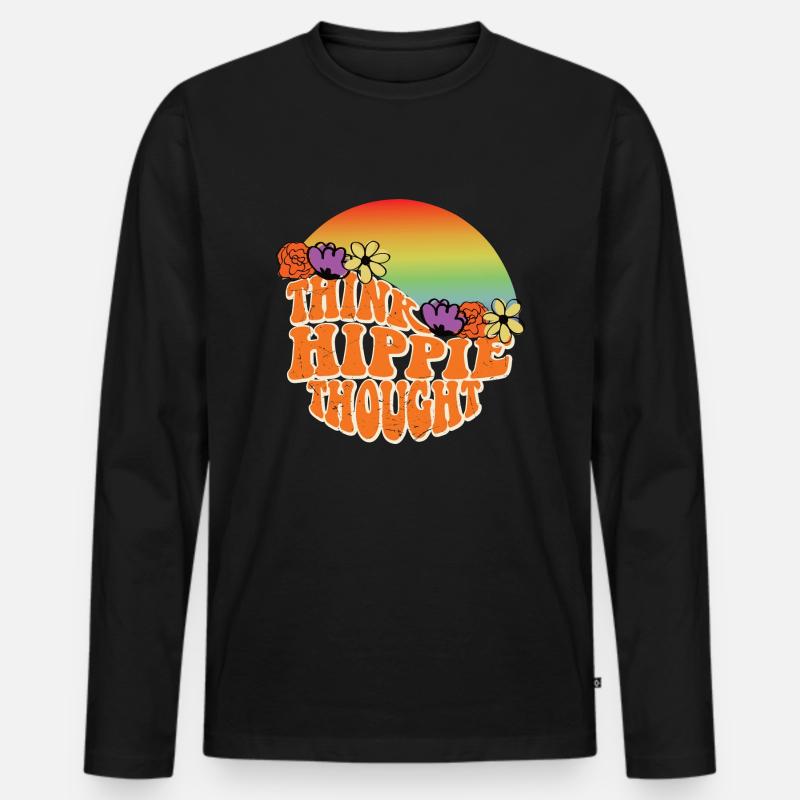 Hippie Regenbogen - Männer Premium Bio Langarmshirt - Schwarz