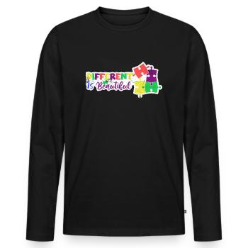 PUZZLE ADHS AUTIST ANDERS IST SCHÖN SPRUCH MOTIVE - Männer Premium Bio Langarmshirt - Schwarz - Vorne - Nico (187cm)