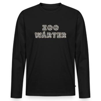 Zoo Wärter Schrift Zebra Design - Männer Premium Bio Langarmshirt - Schwarz - Vorne - Nico (187cm)