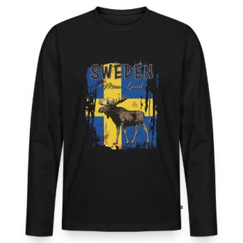 Suède - Schweden - Sverige - Moose - T-shirt manches longues Premium bio Homme - noir - Devant - Nico (187cm)
