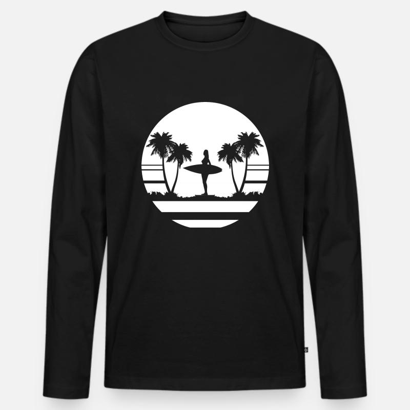 Surfing Surfboard Surfer Geschenksidee - Männer Premium Bio Langarmshirt - Schwarz