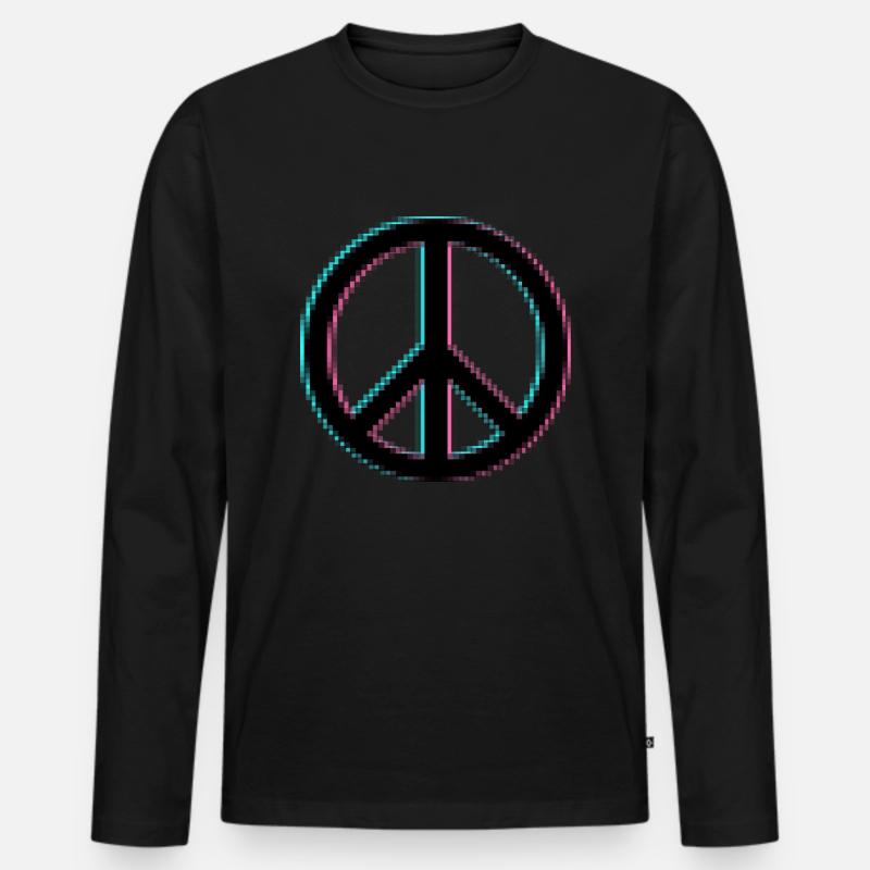 PEACE PIXEL - Männer Premium Bio Langarmshirt - Schwarz