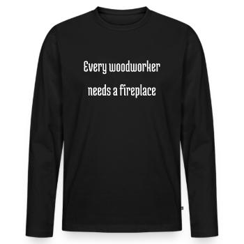 citation charpentier sexy tshirts menuisier - T-shirt manches longues Premium bio Homme - noir - Devant - Nico (187cm)