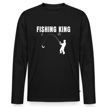 Fishing King Fishing Angler Saying Gift Idea - T-shirt manches longues Premium bio Homme - noir - Devant - Nico (187cm)